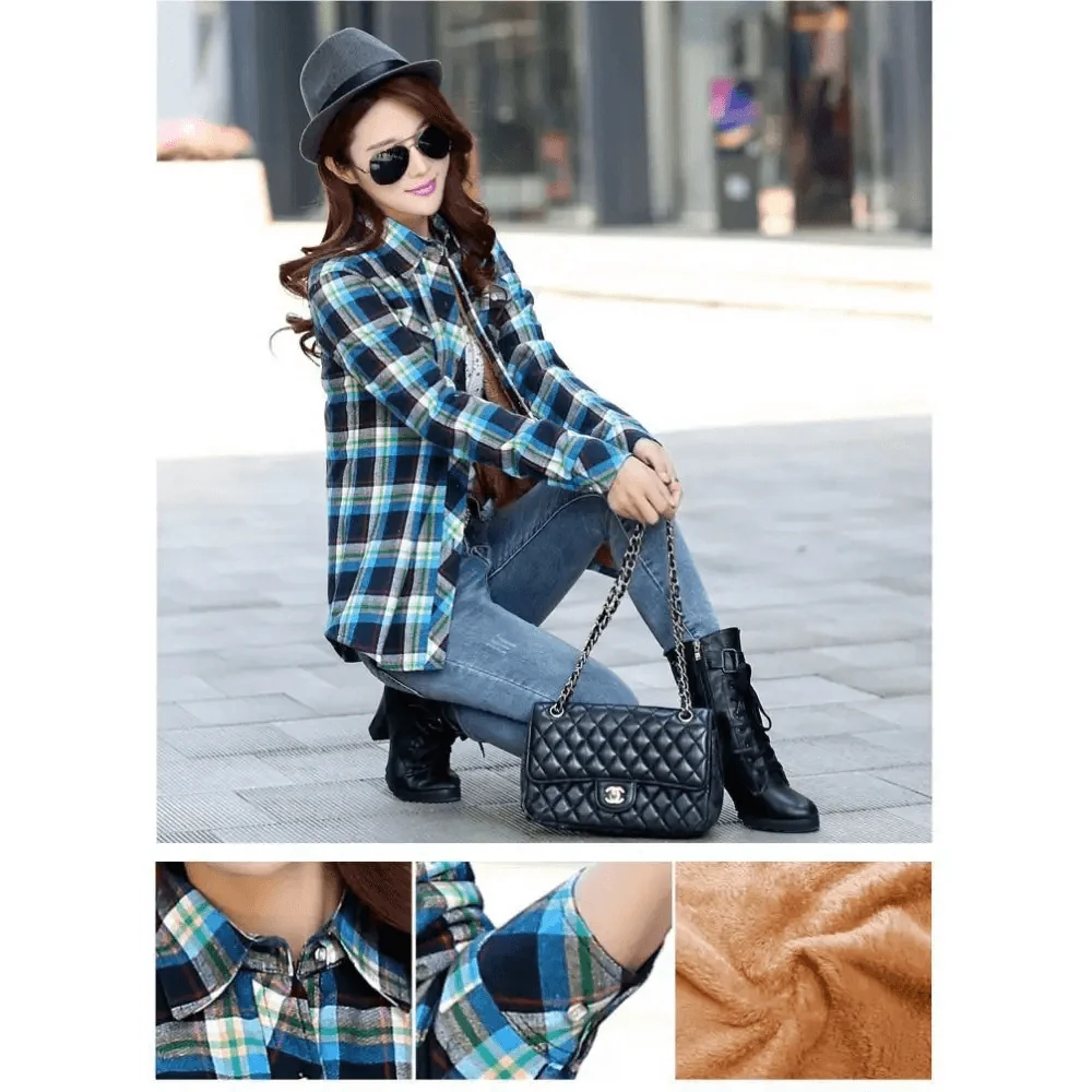 Women's Thick Plaid Shirt Jacket