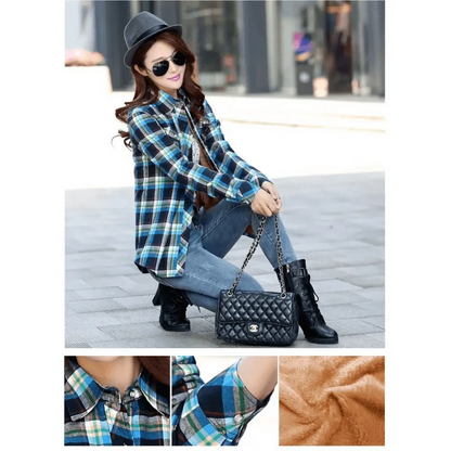 Women's Thick Plaid Shirt Jacket