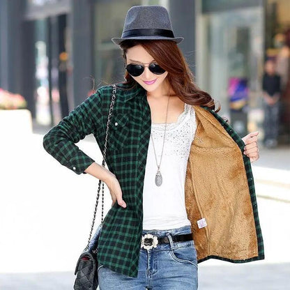 Women's Thick Plaid Shirt Jacket