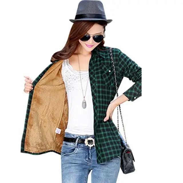 Women's Thick Plaid Shirt Jacket