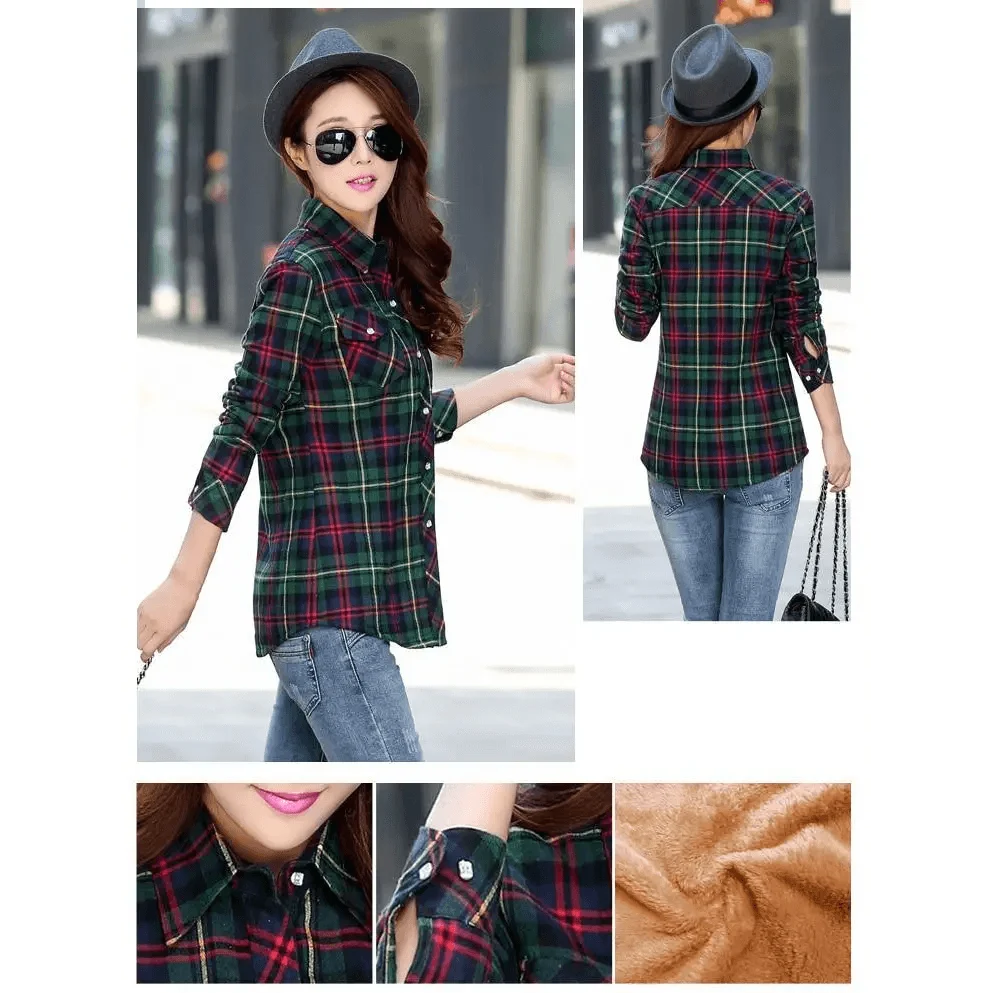 Women's Thick Plaid Shirt Jacket