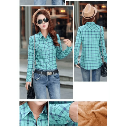 Women's Thick Plaid Shirt Jacket