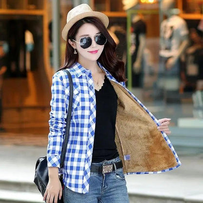 Women's Thick Plaid Shirt Jacket