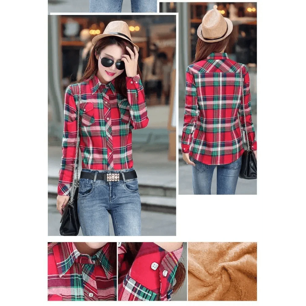 Women's Thick Plaid Shirt Jacket