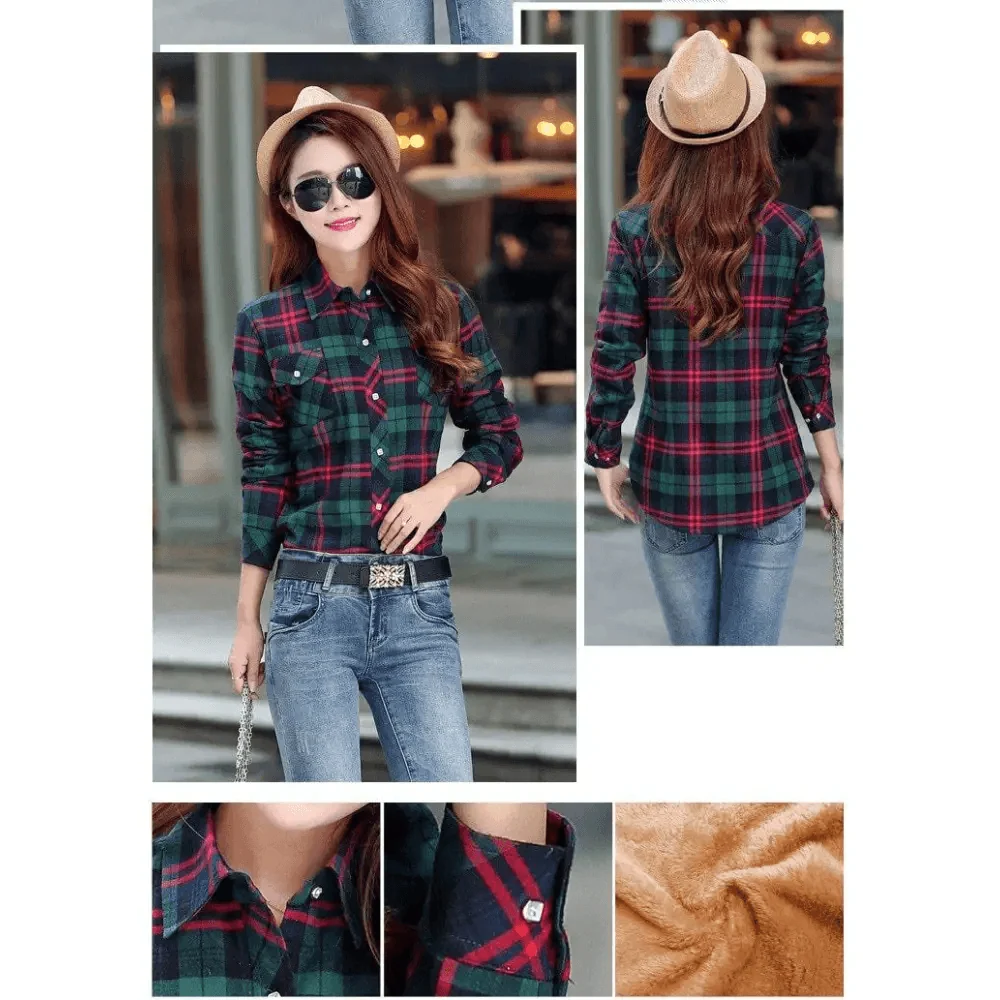 Women's Thick Plaid Shirt Jacket