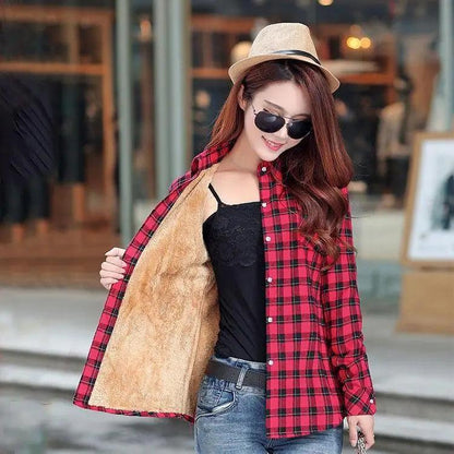 Women's Thick Plaid Shirt Jacket
