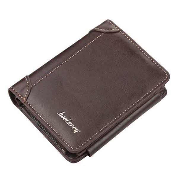 Men's Leather Bifold Wallet, 10 Card Slots