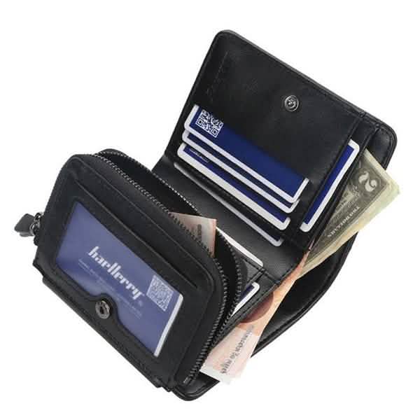 Men's Leather Bifold Wallet, 10 Card Slots
