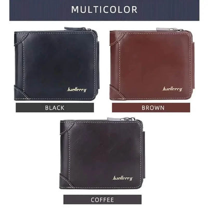 Men's Leather Bifold Wallet, 10 Card Slots