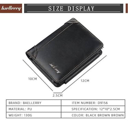 Men's Leather Bifold Wallet, 10 Card Slots