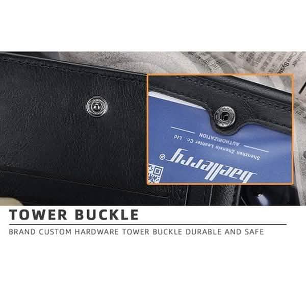 Men's Leather Bifold Wallet, 10 Card Slots