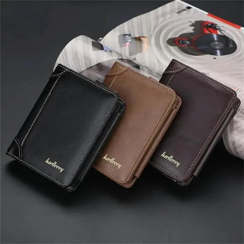 Men's Leather Bifold Wallet, 10 Card Slots