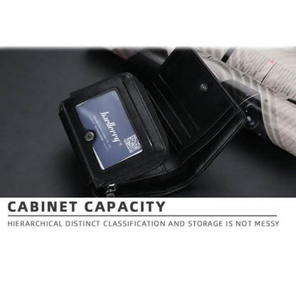 Men's Leather Bifold Wallet, 10 Card Slots