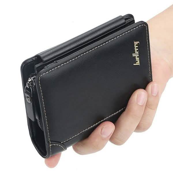 Men's Leather Bifold Wallet, 10 Card Slots