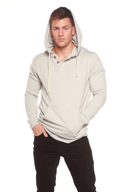 Men's Henley-Style Bamboo Viscose Fleece Hoodie