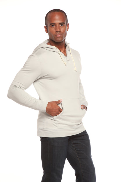Men's Henley-Style Bamboo Viscose Fleece Hoodie