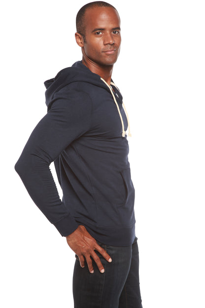 Men's Henley-Style Bamboo Viscose Fleece Hoodie