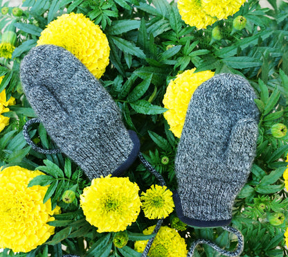 100% Virgin Wool Mittens for Babies & Kids, with Thumbs & String