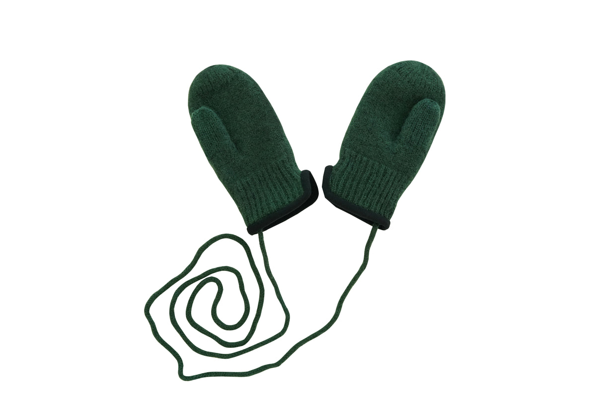 100% Virgin Wool Mittens for Babies & Kids, with Thumbs & String