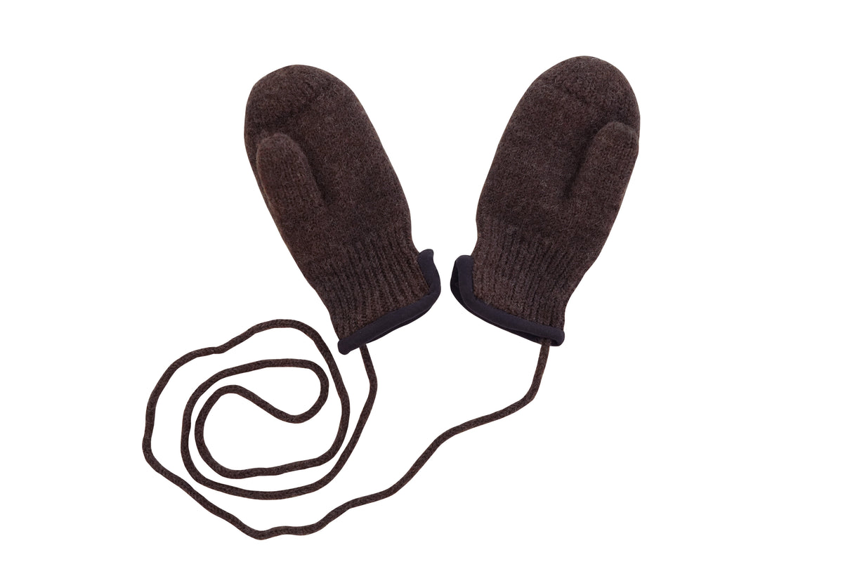 100% Virgin Wool Mittens for Babies & Kids, with Thumbs & String