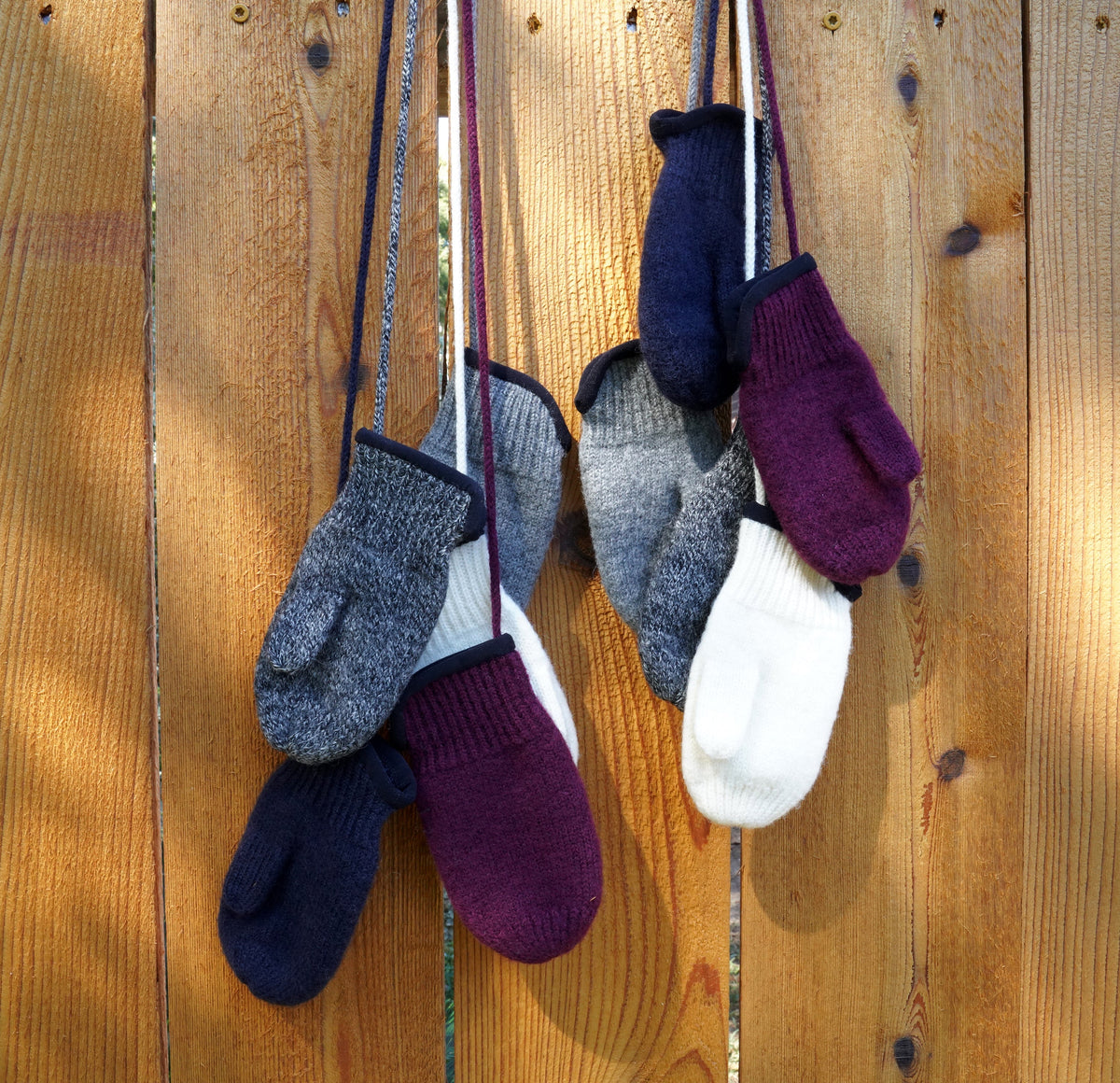 100% Virgin Wool Mittens for Babies & Kids, with Thumbs & String