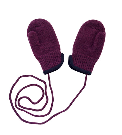 100% Virgin Wool Mittens for Babies & Kids, with Thumbs & String