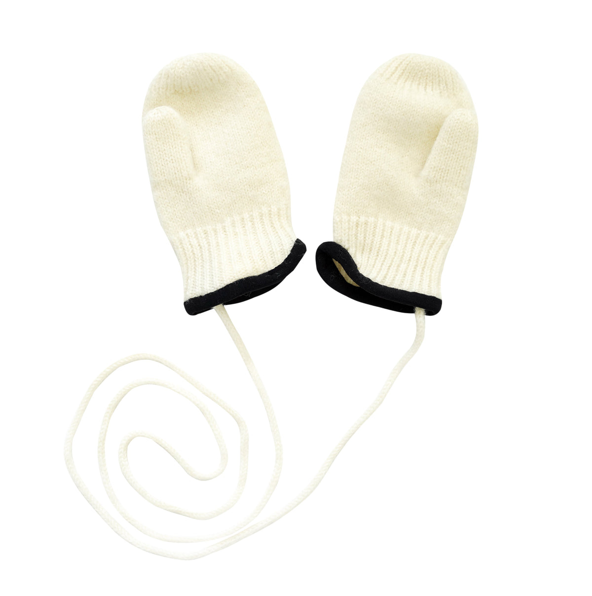 100% Virgin Wool Mittens for Babies & Kids, with Thumbs & String