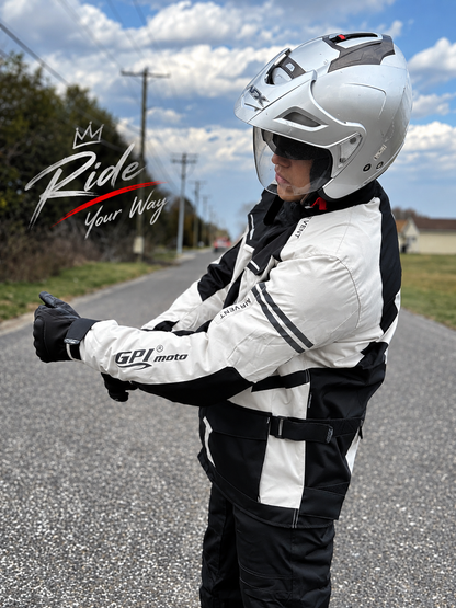 Men's Waterproof Motorcycle Jacket – Beach/Black, 7 Pockets
