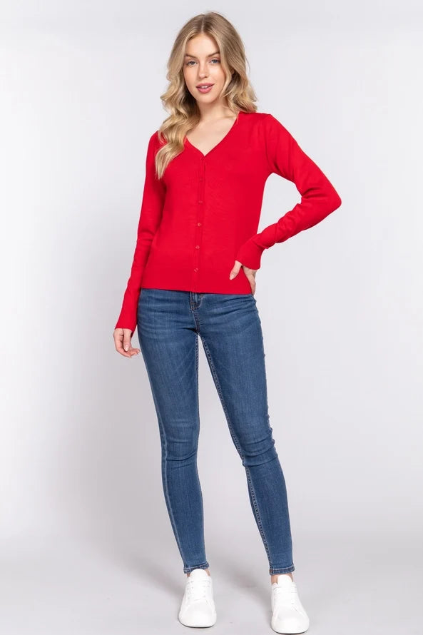 Women's V-Neck Button-Down Cardigan