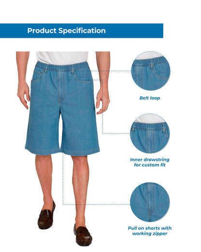 Men's Pull-On Stretch Denim and Twill Shorts
