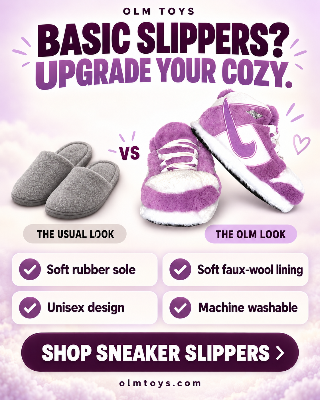 Kids' Sneaker Slippers – Purple
