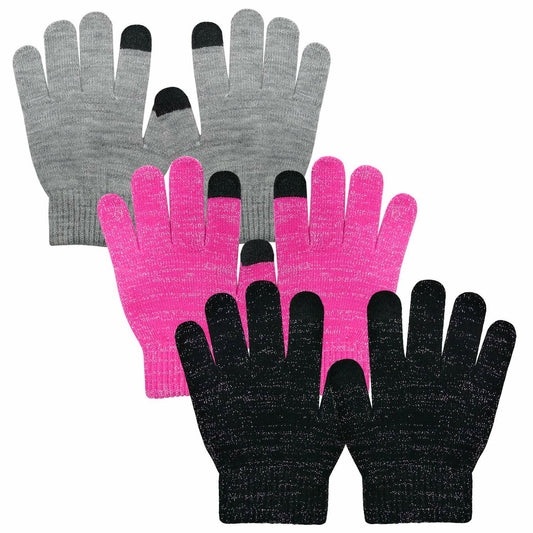 Kids' Touchscreen Knit Gloves, 3 Pairs (Size 3T-5T)
