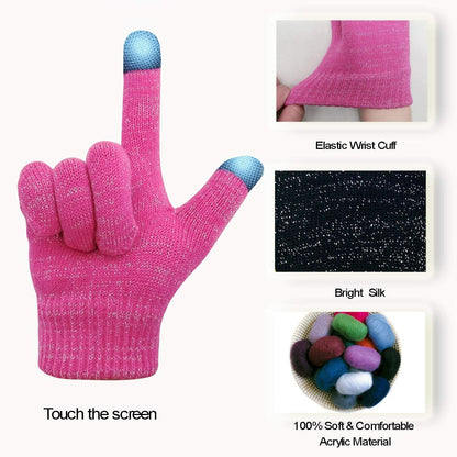Kids' Touchscreen Knit Gloves, 3 Pairs (Size 3T-5T)