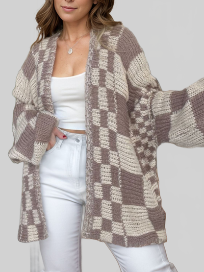 Women's Plaid Open-Front Cardigan