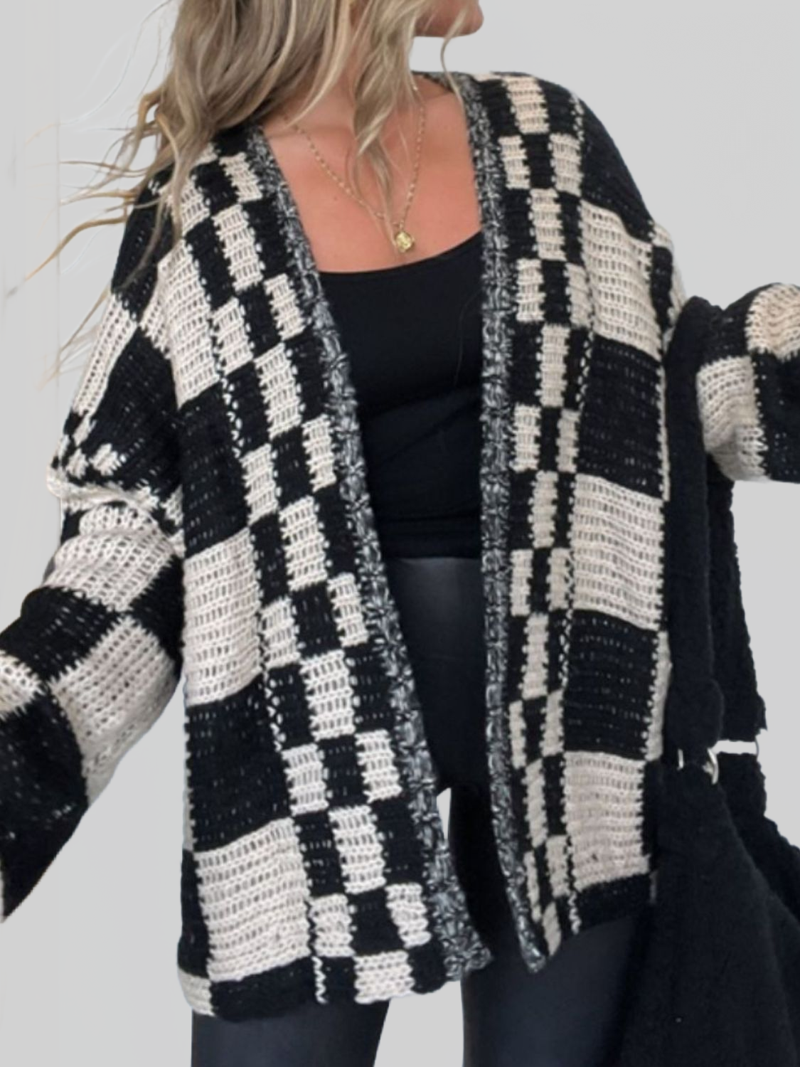 Women's Plaid Open-Front Cardigan