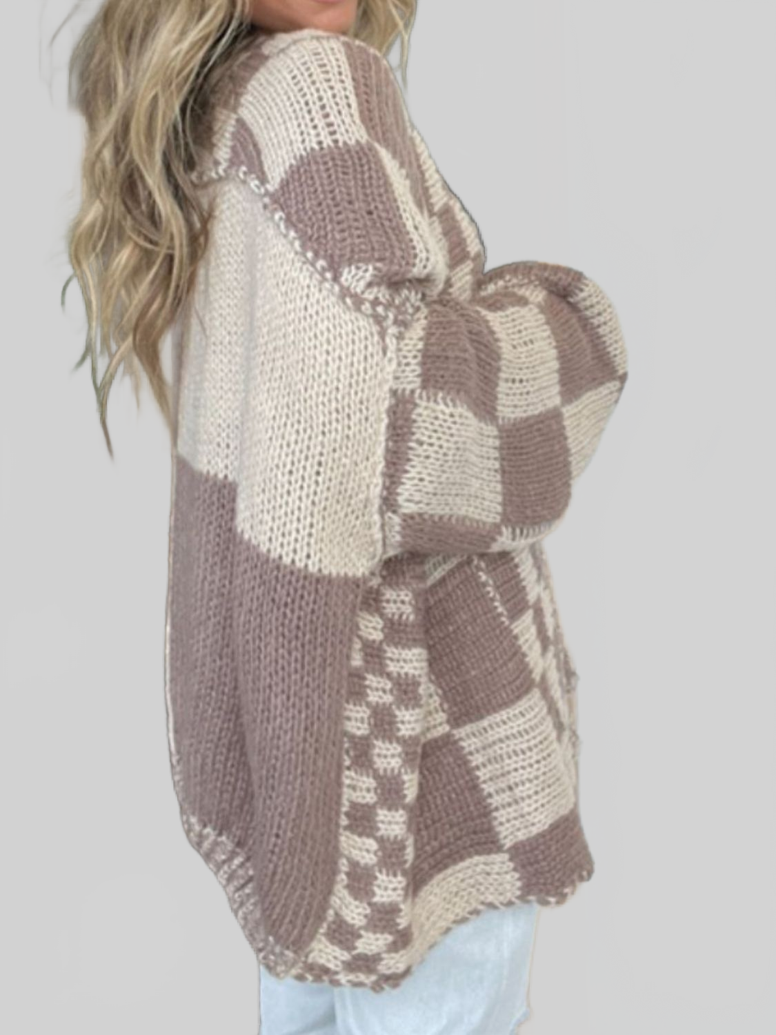 Women's Plaid Open-Front Cardigan