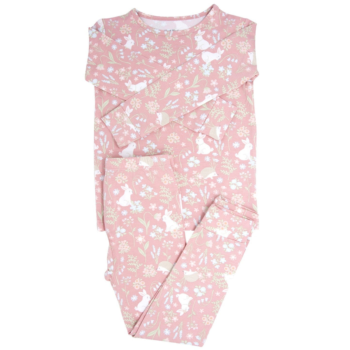 Kids' Bamboo Pajama Set – Pink Bunny Floral