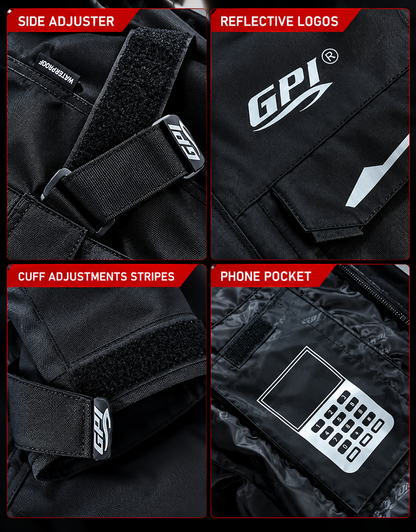 Men's All-Season Waterproof Motorcycle Jacket with Removable Armor – Full Black