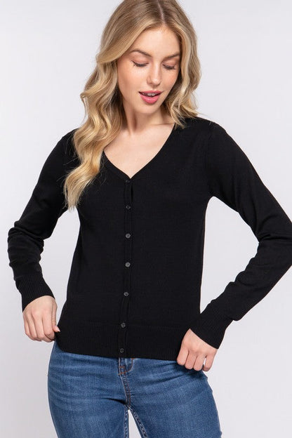 Women's V-Neck Button-Down Cardigan
