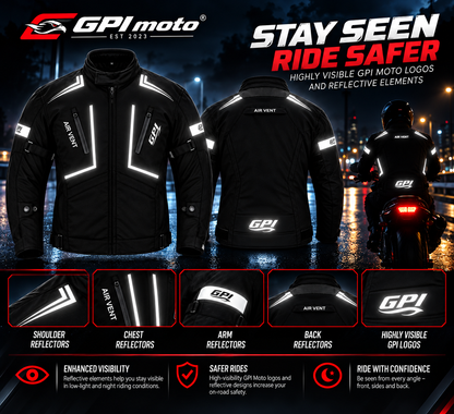 Men's All-Season Motorcycle Jacket – Black, 4 Pockets