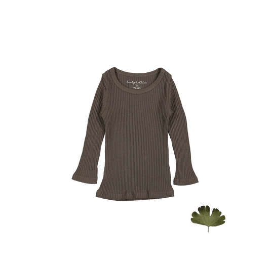 Kids' Ribbed Long Sleeve Tee, Cocoa