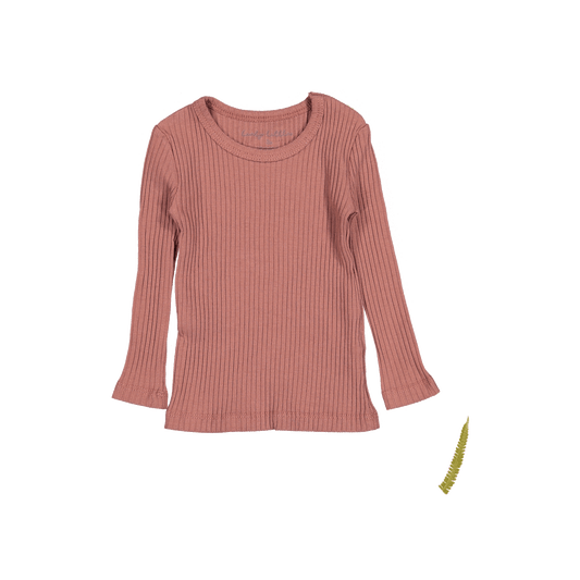 Kids' Ribbed Long Sleeve Tee, Rosewood