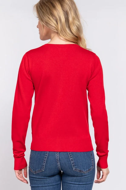 Women's V-Neck Button-Down Cardigan