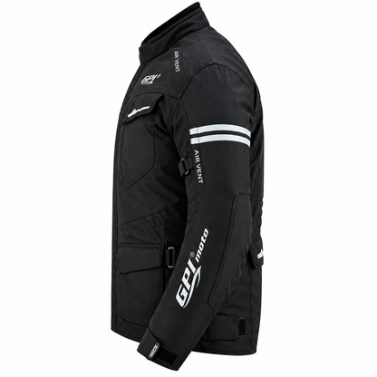 Men's All-Season Waterproof Motorcycle Jacket with Removable Armor – Full Black