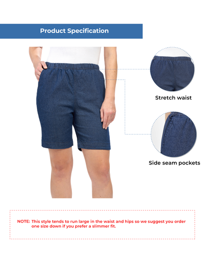Women's Pull-On Denim & Twill Shorts, Stretch Waist