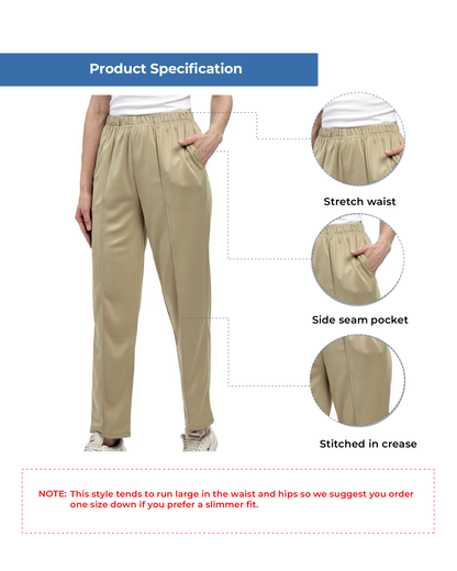 Women's Pull-On Dress Slacks – Elastic Waist