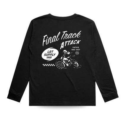 Kids' Long Sleeve Tee, Midnight Black Track Graphic