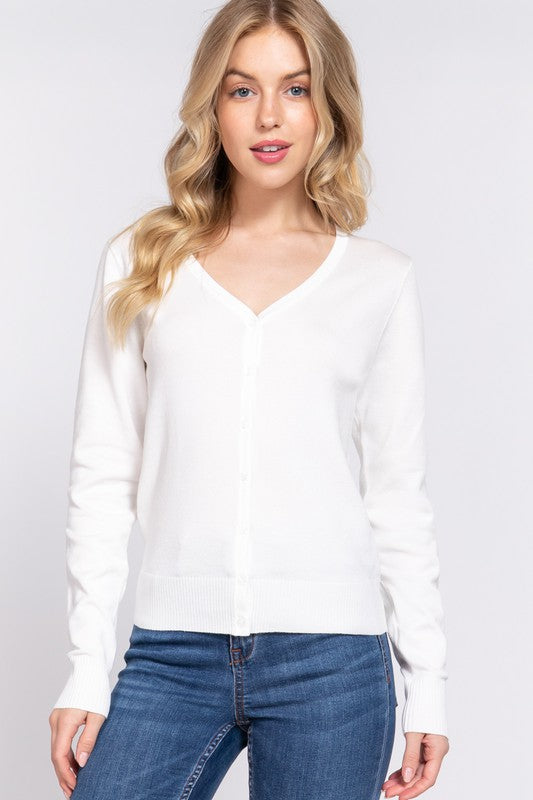 Women's V-Neck Button-Down Cardigan