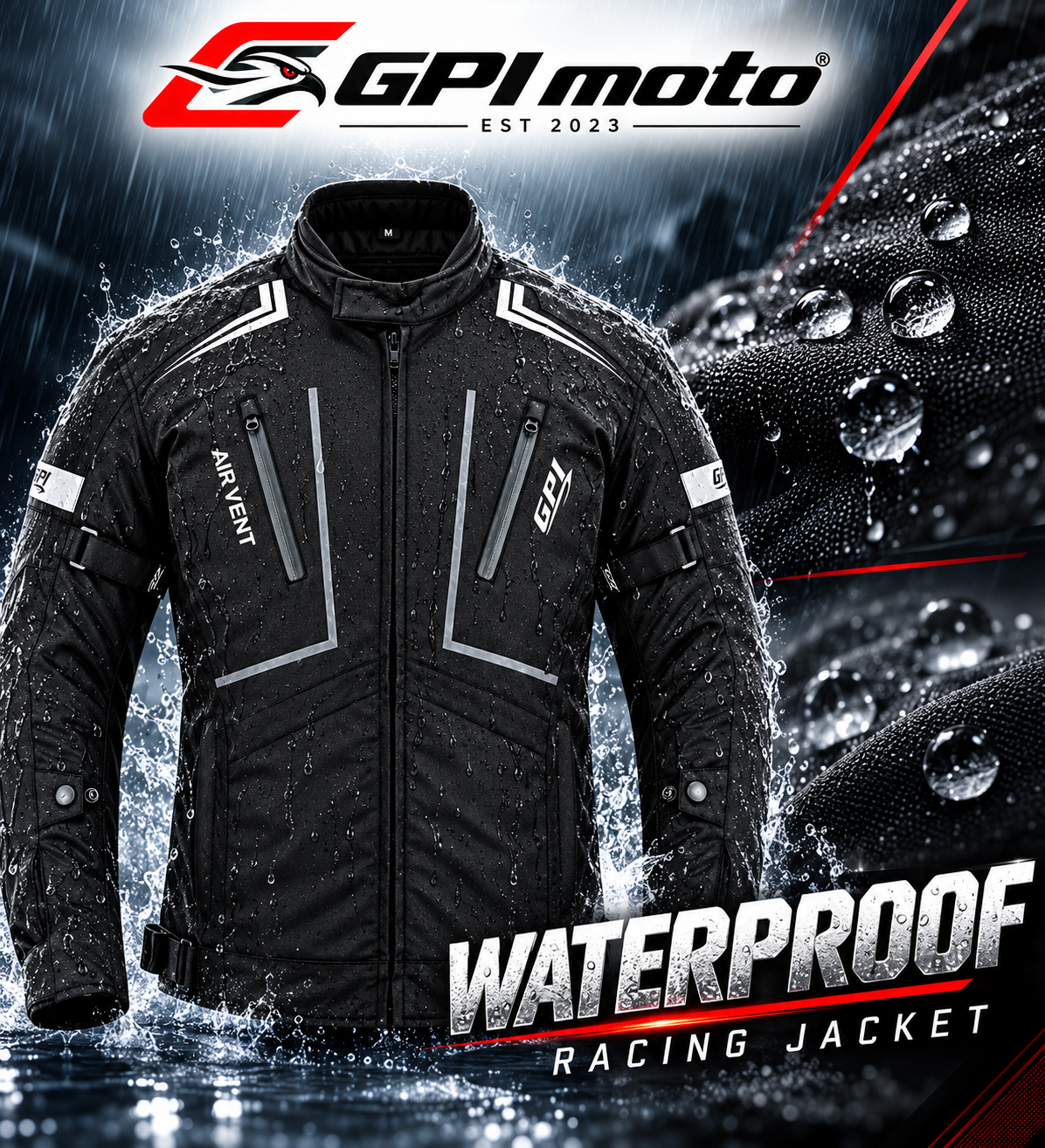 Men's All-Season Motorcycle Jacket – Black, 4 Pockets