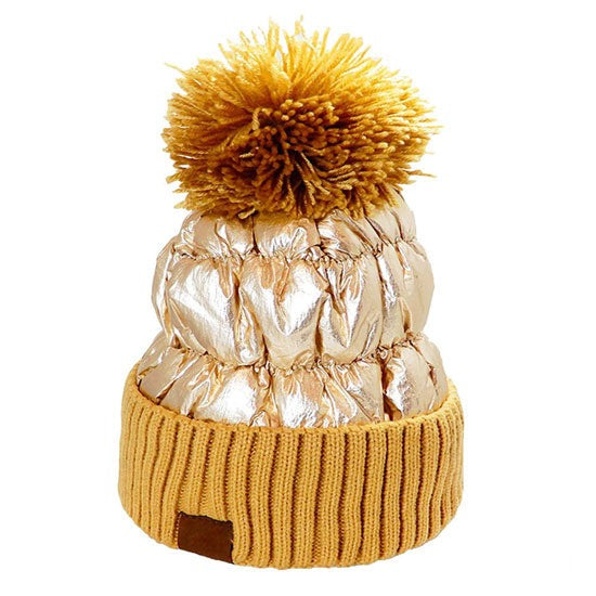 Puffer Knit Pom Beanie